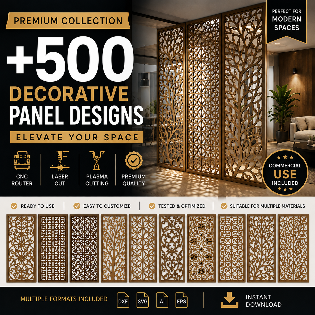 +25 MEGA PACK +500 DXF SVG Laser Cut Designs Screen Panels