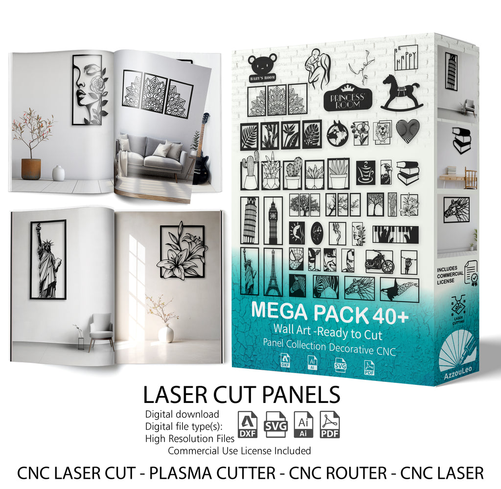 MEGA PACK +40 DXF SVG File For CNC Router Plasma Laser Cut-Wall Art-Ready to Cut - Digital DOWNLOAD
