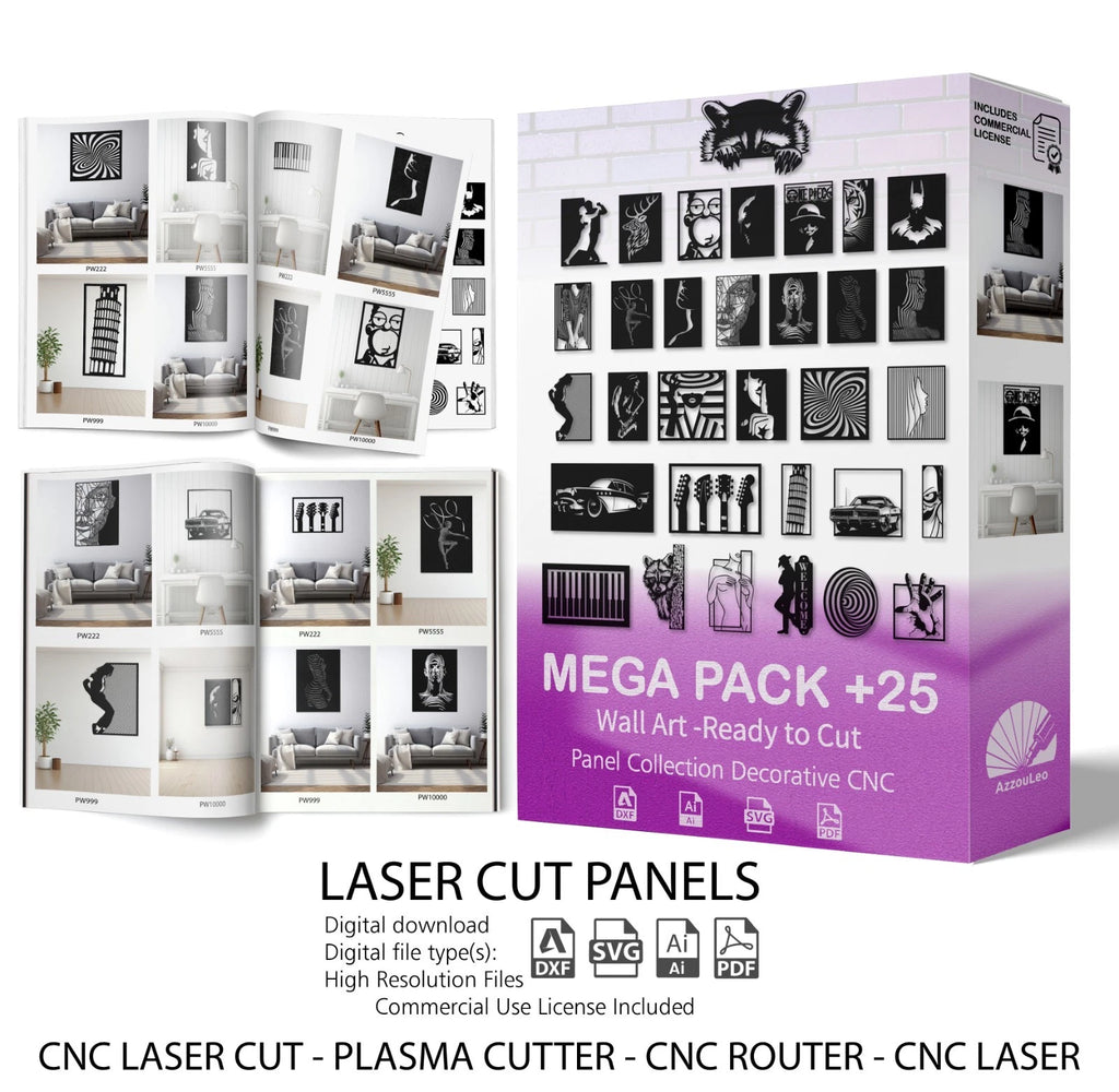MEGA PACK +25 DXF SVG File For CNC Router Plasma Laser Cut-Wall Art-Ready to Cut - Digital DOWNLOAD