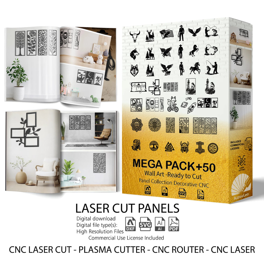 MEGA PACK +50 DXF File For CNC Router Plasma Laser Cut -Wall Art -Ready to Cut-Digital DOWNLOAD