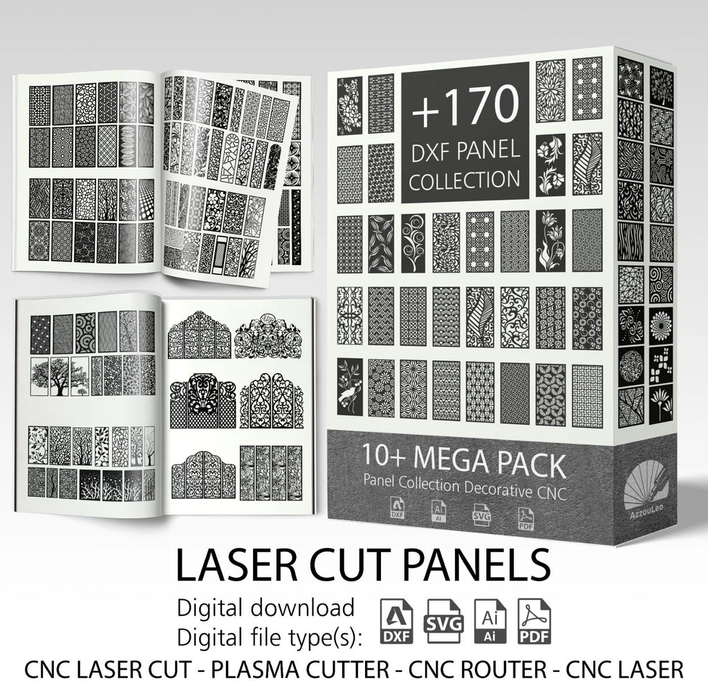 +10 MEGA PACK PANELS Laser Cut Vector DXF SVG 2D Files CNC Router Plasma Cutting