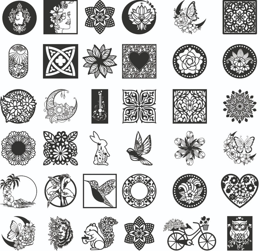 Bundle 30+ Floral & Mandala Decorative DXF Files | CNC Laser Cut Wall Art-Digital Download
