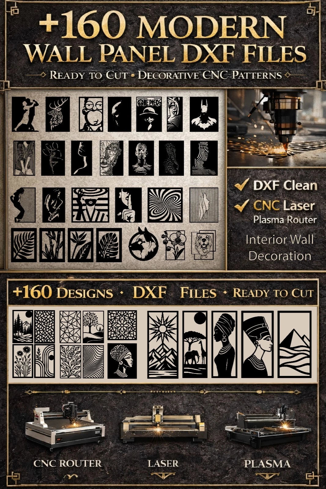 +6 MEGA PACK +160 DXF SVG File For CNC Router Plasma Laser Cut-Wall Art-Ready to Cut-Digital DOWNLOAD